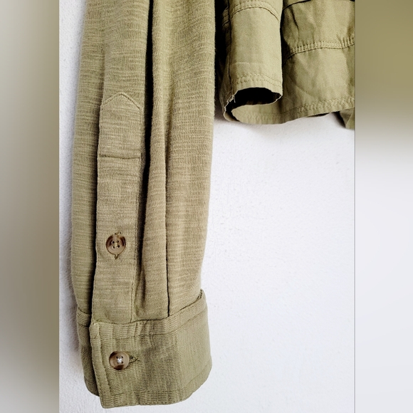 Pilcro Anthropologie 100%Cotton Pullover Long Sleeve Blouse Boho Olive Green S - Picture 13 of 16